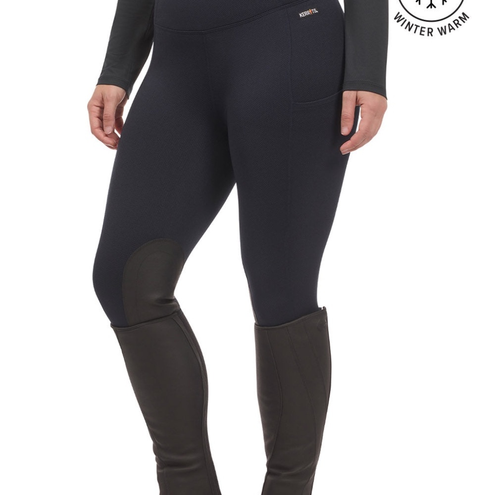 Kerrits Activewear Fleece Lite II Knee Patch Riding Tight LAGOON HERRINGBONE / X